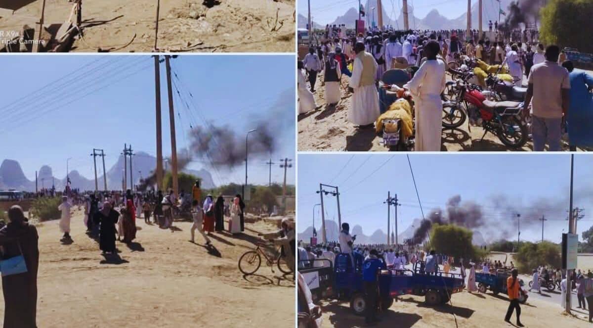 محتجون يغلقون كبري نهر القاش بكسلا