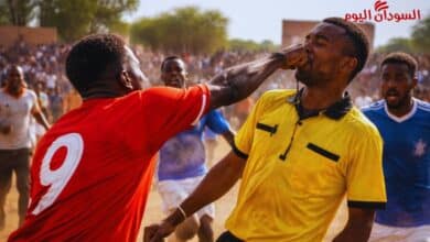 الملاعب السودانية… لاعب يوجّه لكمة مباشرة للحكم