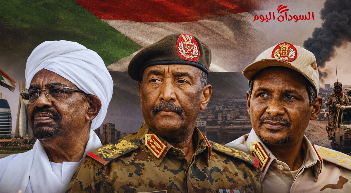 الرئيس السوظاني السابق عمر البشير و رئيس مجلس السيادة السوداني عبدالفتاح البرهان وقائد الدعم السريع محمد حمدان دقلو